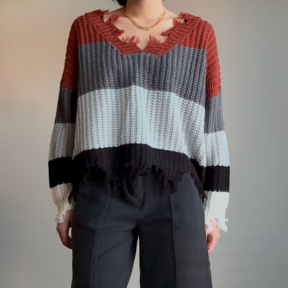 Oversized multi-colored knit sweater